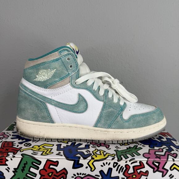AIR JORDAN 1 HIGH OG RETRO GS‎ SIZE 6Y TURBO GREEN SAIL WHITE 575441 311 W/BOX - Picture 1 of 13